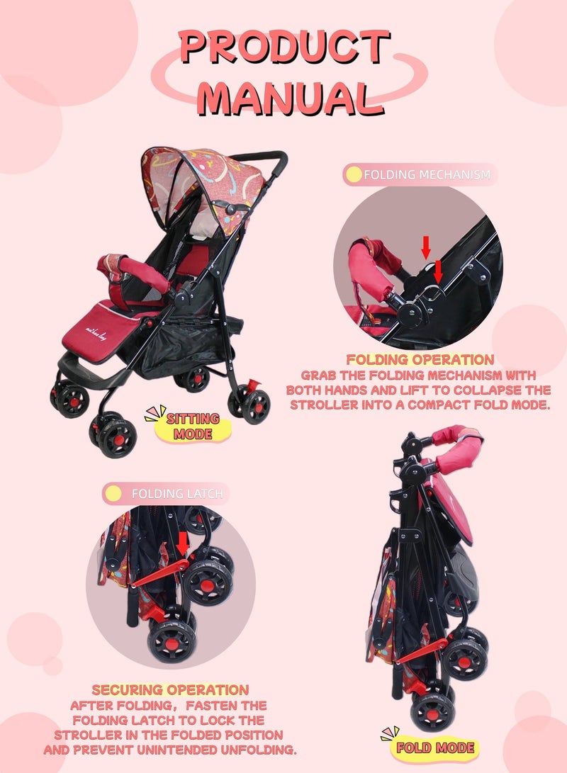 Foldable Ultra Lightweight Travel Stroller with Multi Position Reclining Seat Adjustable Canopy Foldable Storage Basket NO.1102 - Image 3